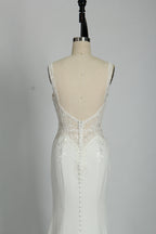 Supplier Plunging V - Neck Beaded Mermaid Wedding Dress 3306