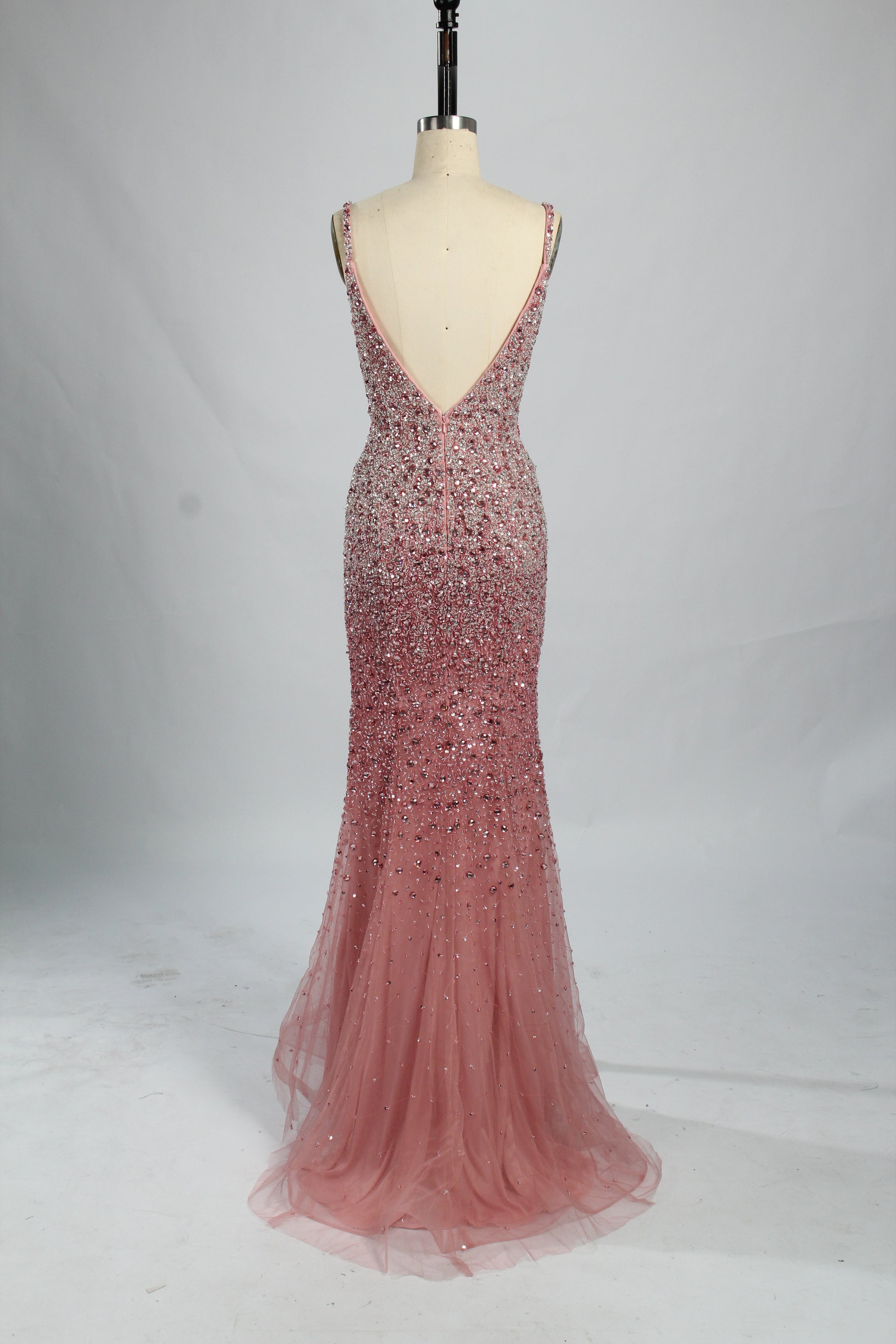 Wholesale Rose Gold Sequin Mermaid Prom Gown-QT025