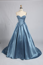 Wholesale Dusty Blue Pearls Mikado Ball Gown Prom Dress 33386