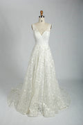 Manufacturer Plunging V - Neck Lace A - Line Wedding Dress 3309