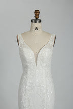 Wholesale Plunging V - Neck Embroidered Mermaid Wedding Dress 3310