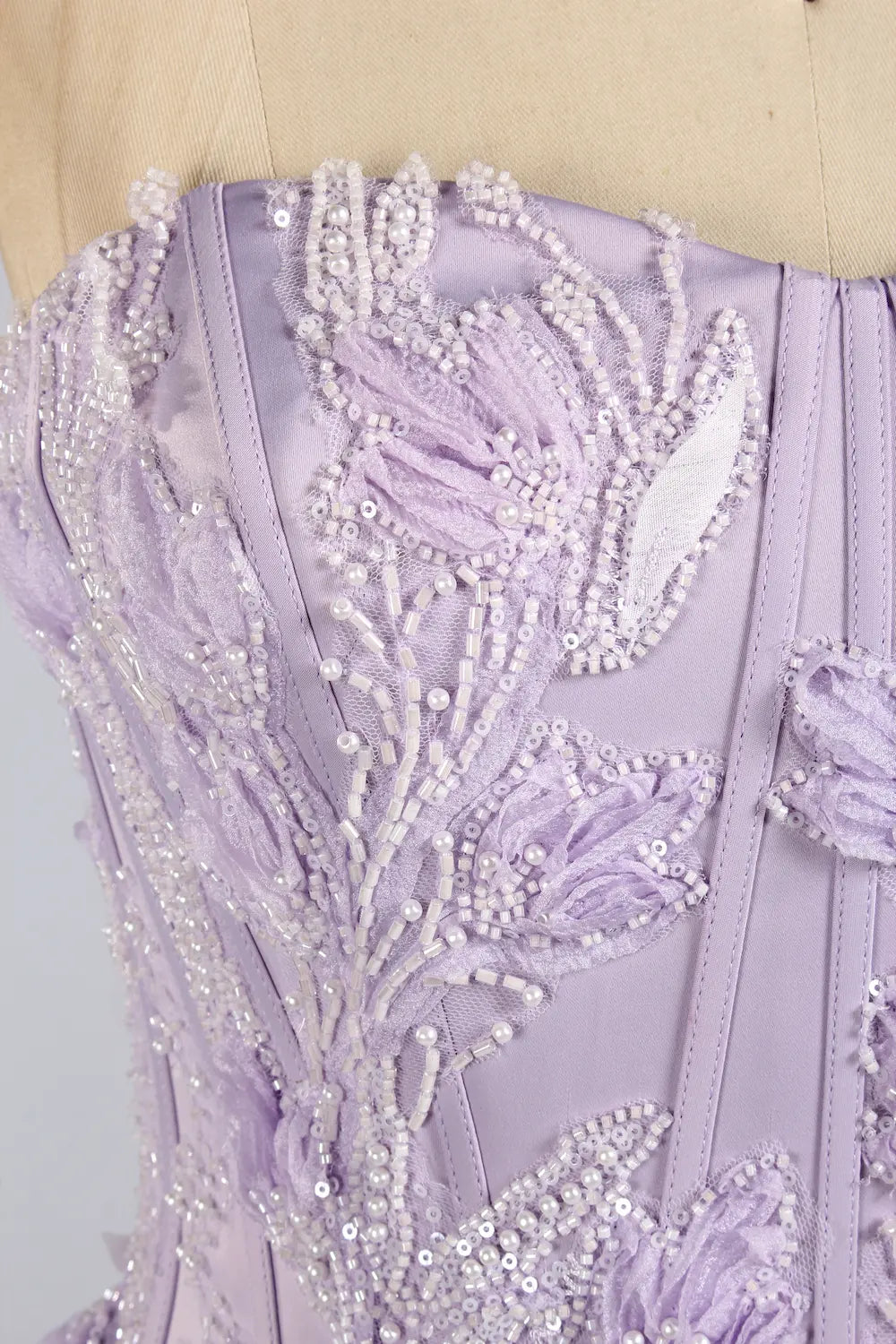 Lilac Purple Strapless Floral Lace Mermaid Evening Dress with Peplum KY074
