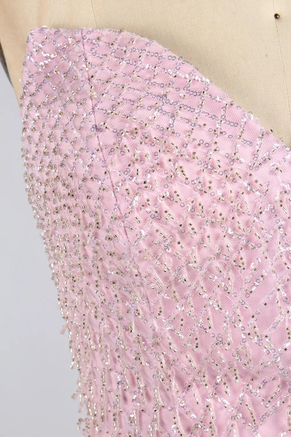 Elegant Blush Pink Strapless Sequin Mermaid Evening Dress | KY072