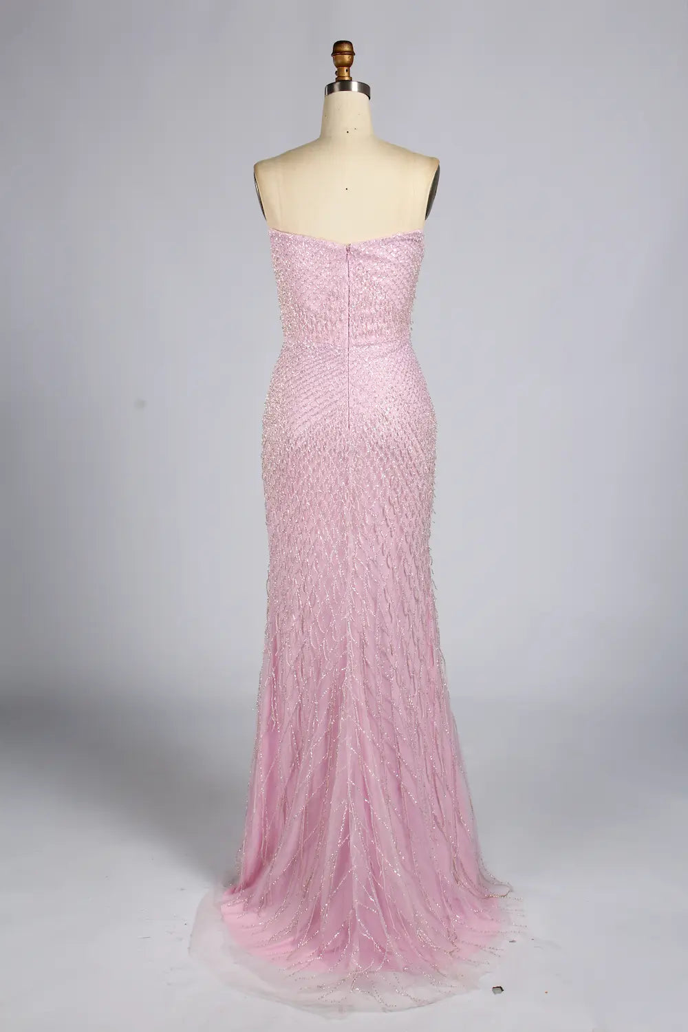 Elegant Blush Pink Strapless Sequin Mermaid Evening Dress | KY072
