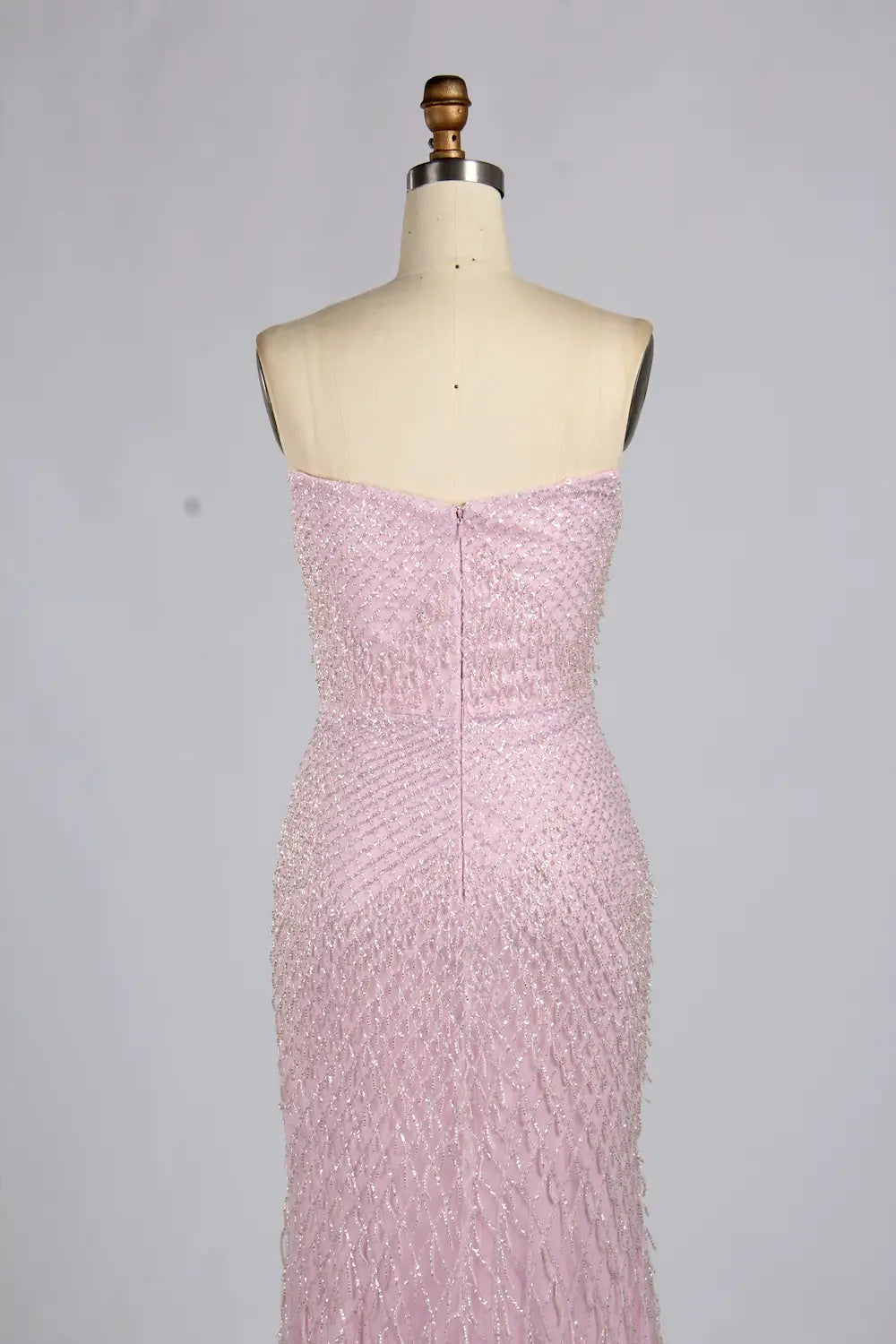 Elegant Blush Pink Strapless Sequin Mermaid Evening Dress | KY072