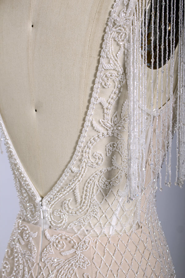 Bohemian Charm Wholesale Fringed Beaded Wedding Gown with Shoulder Straps 3292
