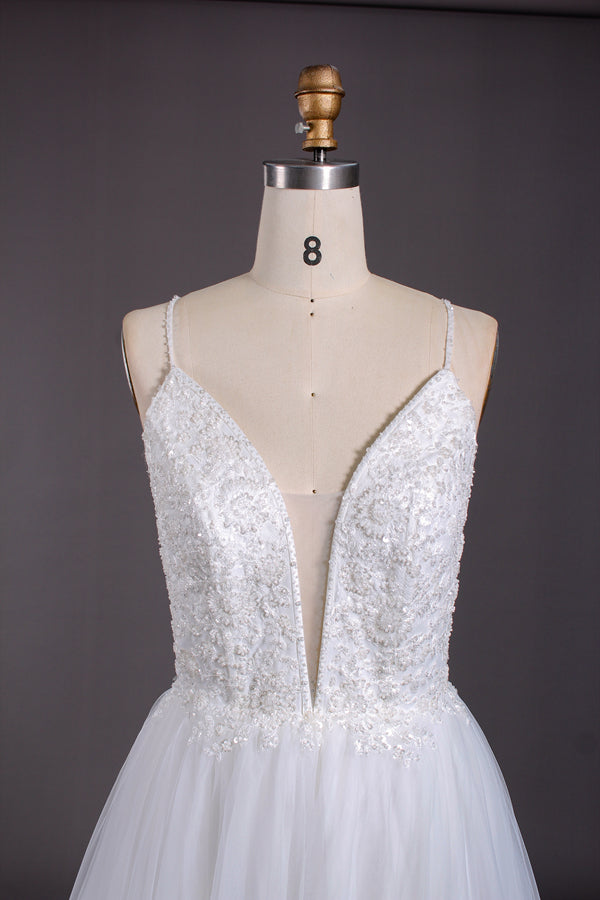 Wholesale Plunging V - Neck Wedding Dress 3293