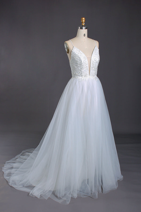 Wholesale Plunging V - Neck Wedding Dress 3293