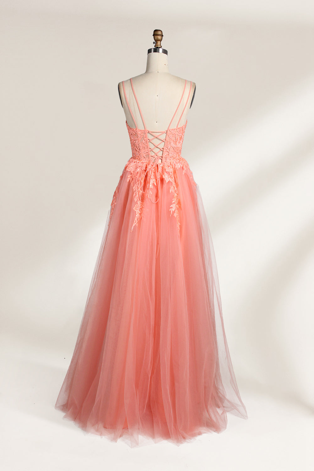 Supplier Strappy Lace-Embroidered Tulle Ballgown KT1372