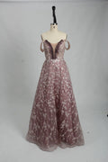 Off the Shoulder Sequin A-Line Evening Dress KS023