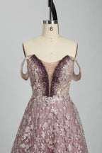 Off the Shoulder Sequin A-Line Evening Dress KS023