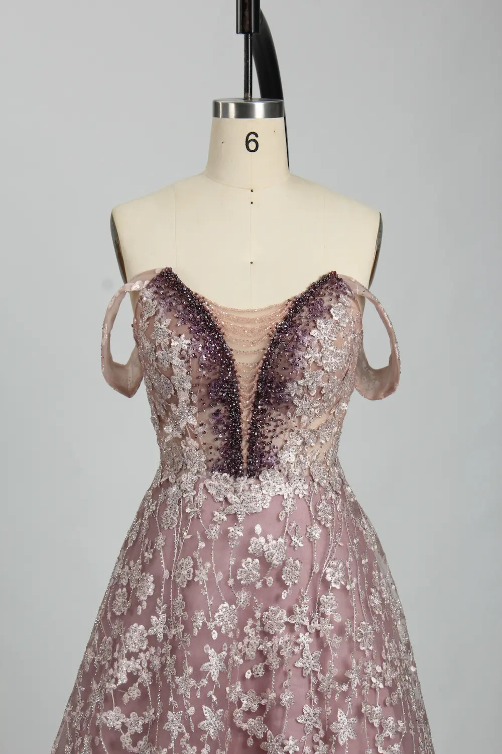 Off the Shoulder Sequin A-Line Evening Dress KS023