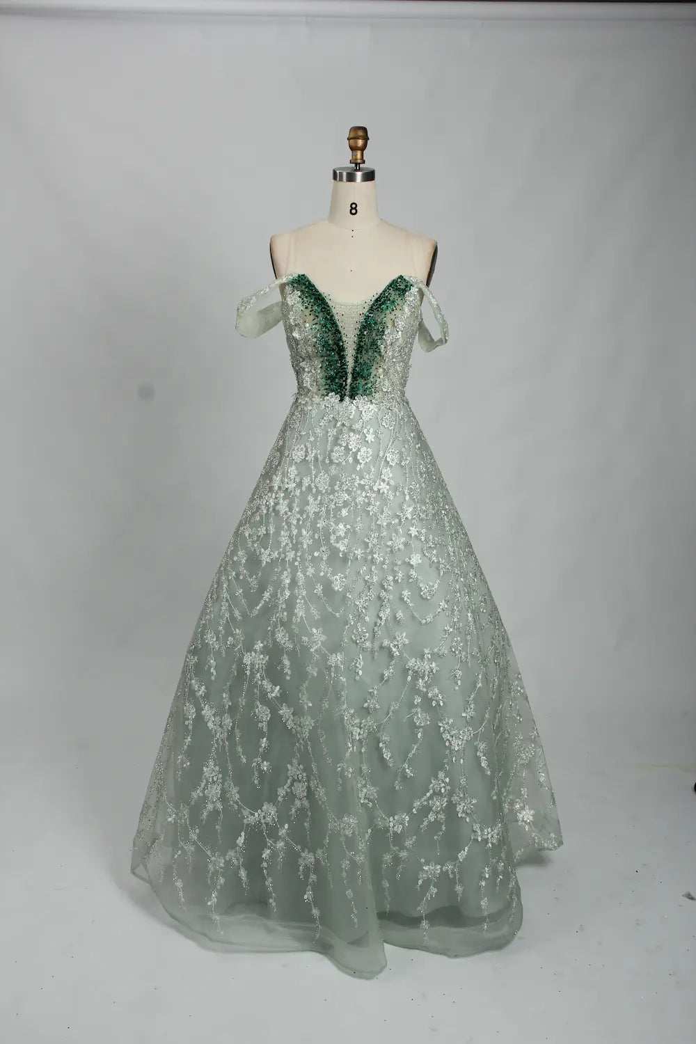 Off the Shoulder Sequin A-Line Evening Dress KS023