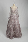 Sequin Floral A-Line Mother of the Bride Dress with Long Sleeves KS028