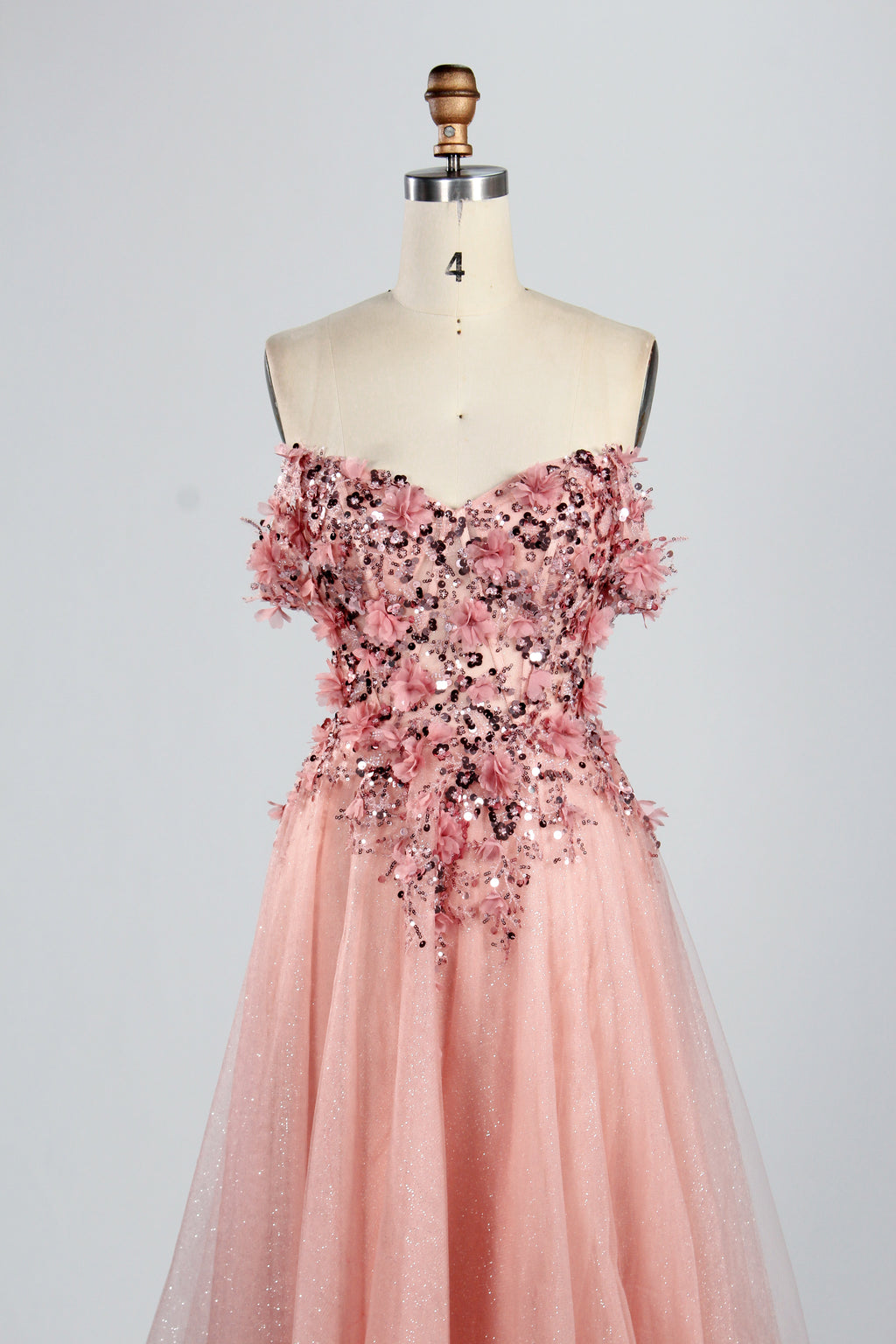 Wholesale Strapless 3D Floral Tulle Prom Dress 33014