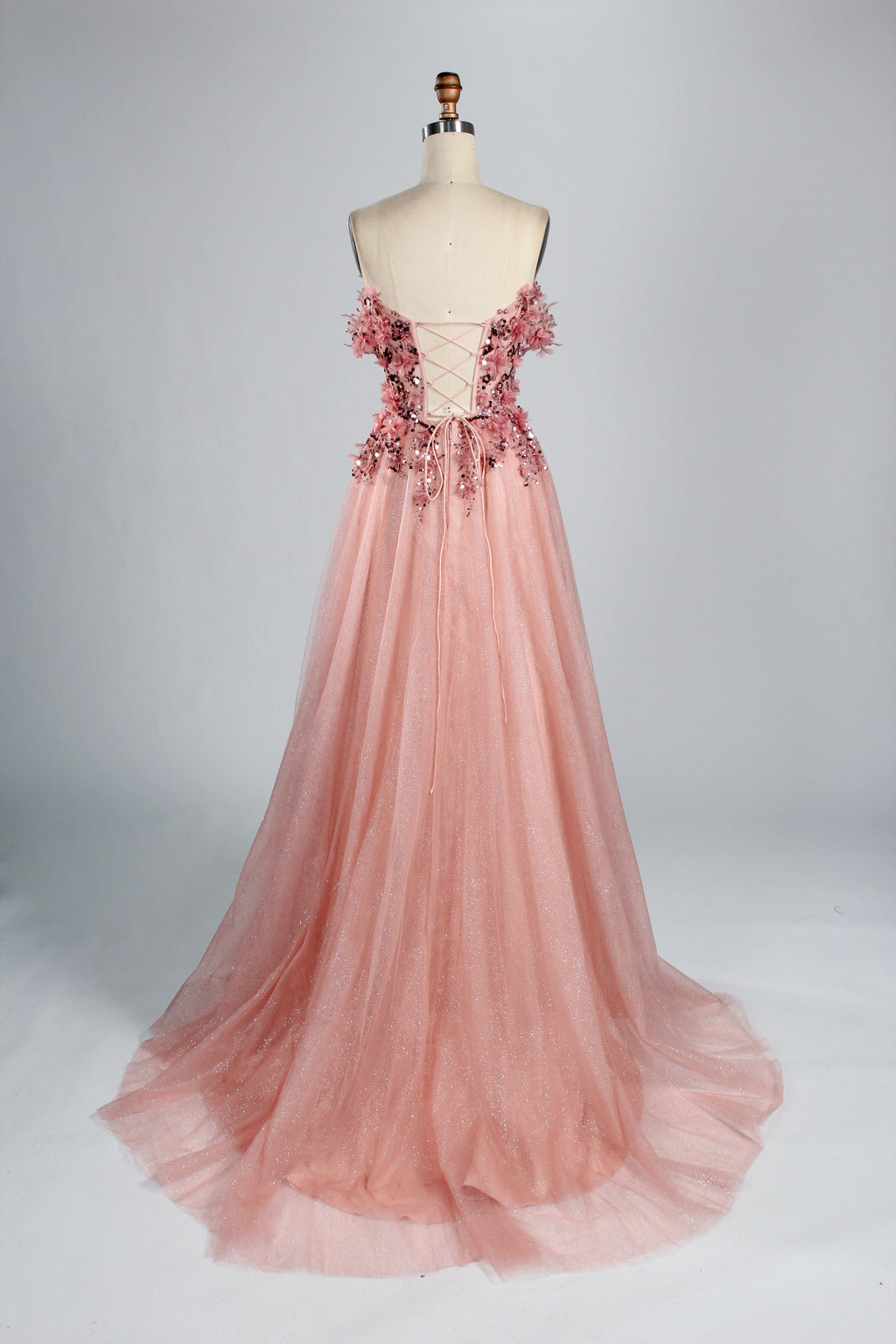 Wholesale Strapless 3D Floral Tulle Prom Dress 33014