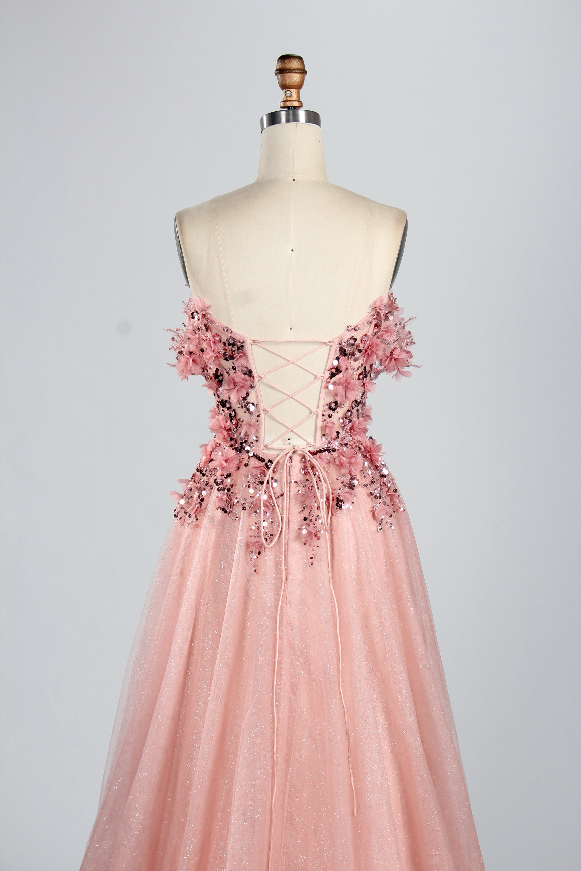 Wholesale Strapless 3D Floral Tulle Prom Dress 33014
