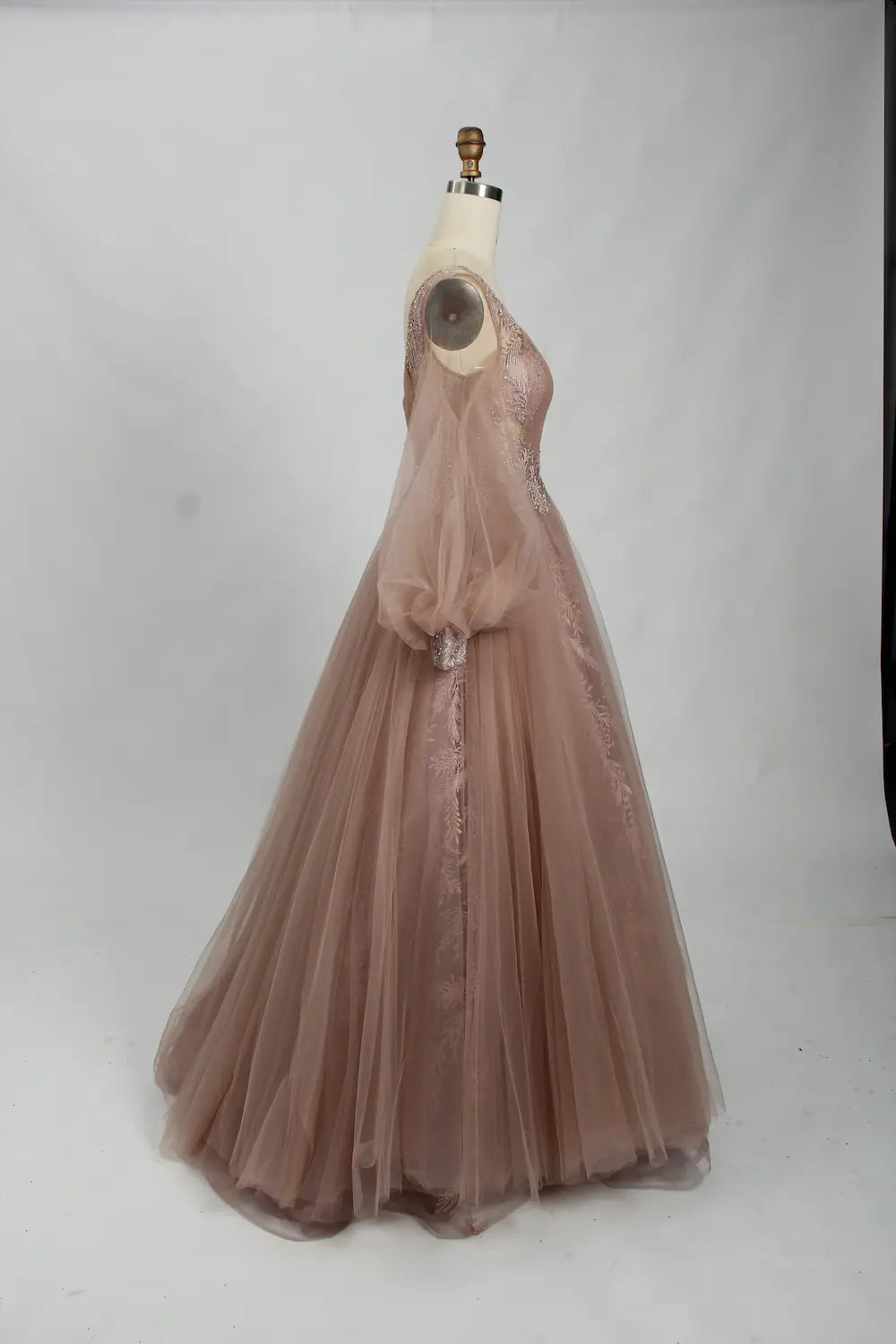 V-Neck Long Sleeve Tulle Mother of the Bride Dress KS033