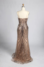 Champagne Nude Beaded V-Neck MOB Dress with High Collar Cape Sleeves KY057