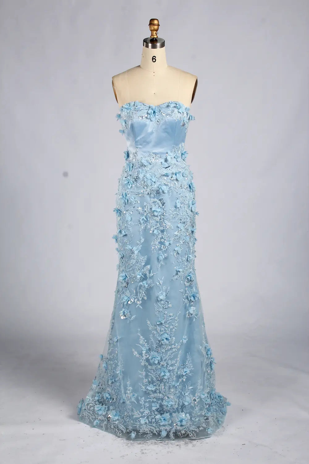 Timeless Pink Strapless 3D Floral Lace Mermaid Evening Dress KY073