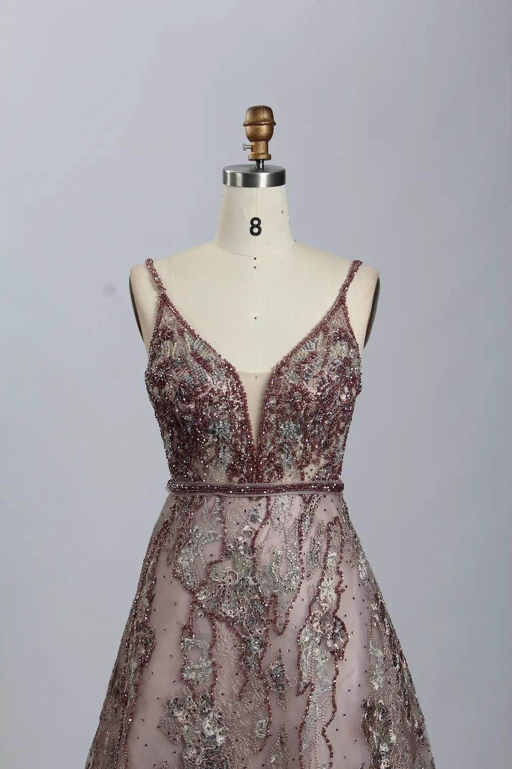 Dusty Rose Beaded A-Line Evening Dress MK069