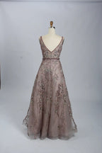 Dusty Rose Beaded A-Line Evening Dress MK069