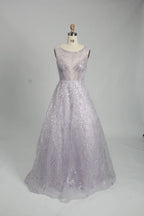 Elegant Sparkling Sequin A-Line Evening Dress KS021