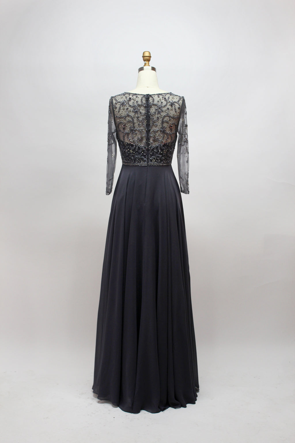 Chic Plus-Size Beaded Mother of the Bride Gown with Long Sleeves 32541