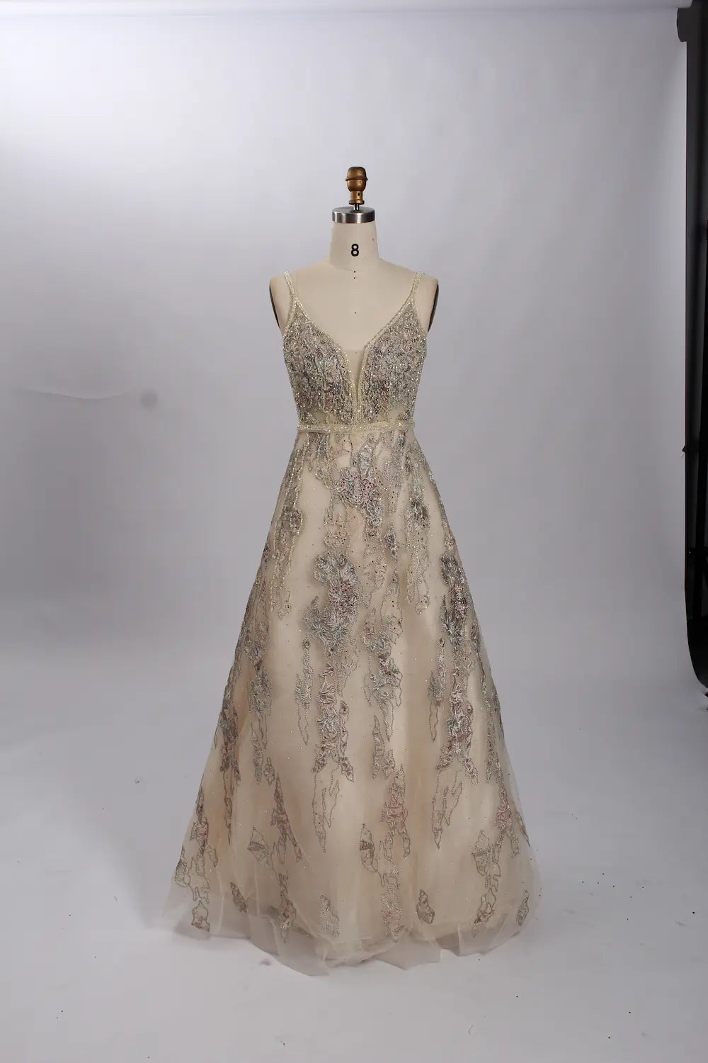 Dusty Rose Beaded A-Line Evening Dress MK069