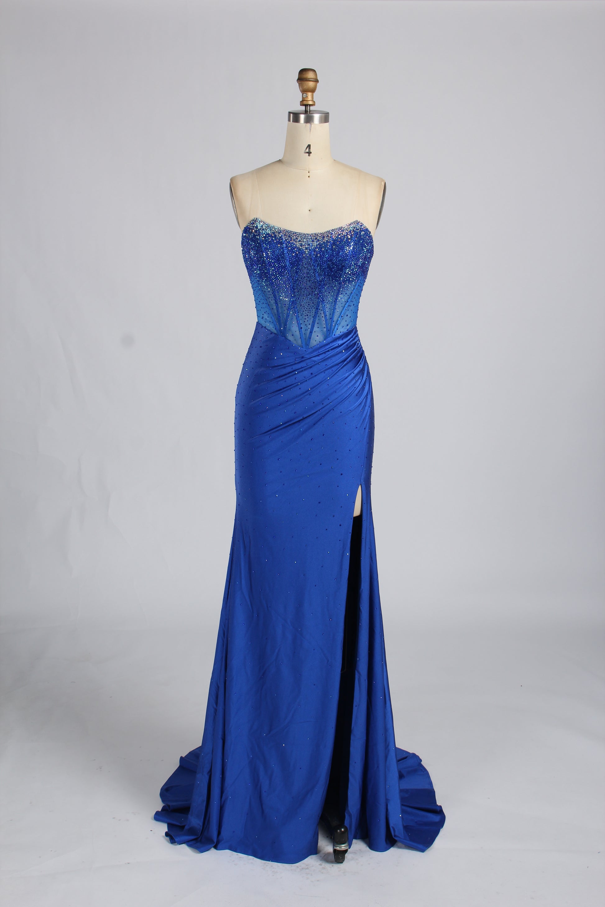 Wholesale Blue Rhinestone Mermaid Prom Dress 33346