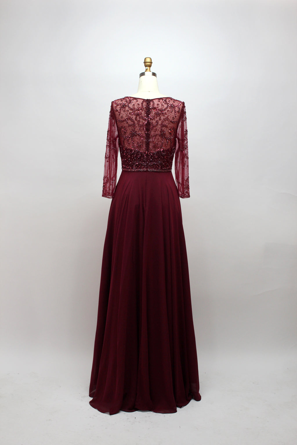 Chic Plus-Size Beaded Mother of the Bride Gown with Long Sleeves 32541
