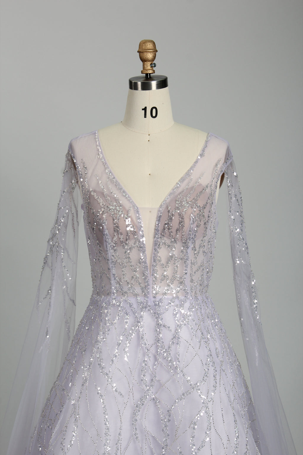 Wholesale Lilac Sequin Cape - Sleeve Ball Gown KS016