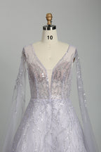 Wholesale Lilac Sequin Cape - Sleeve Ball Gown KS016