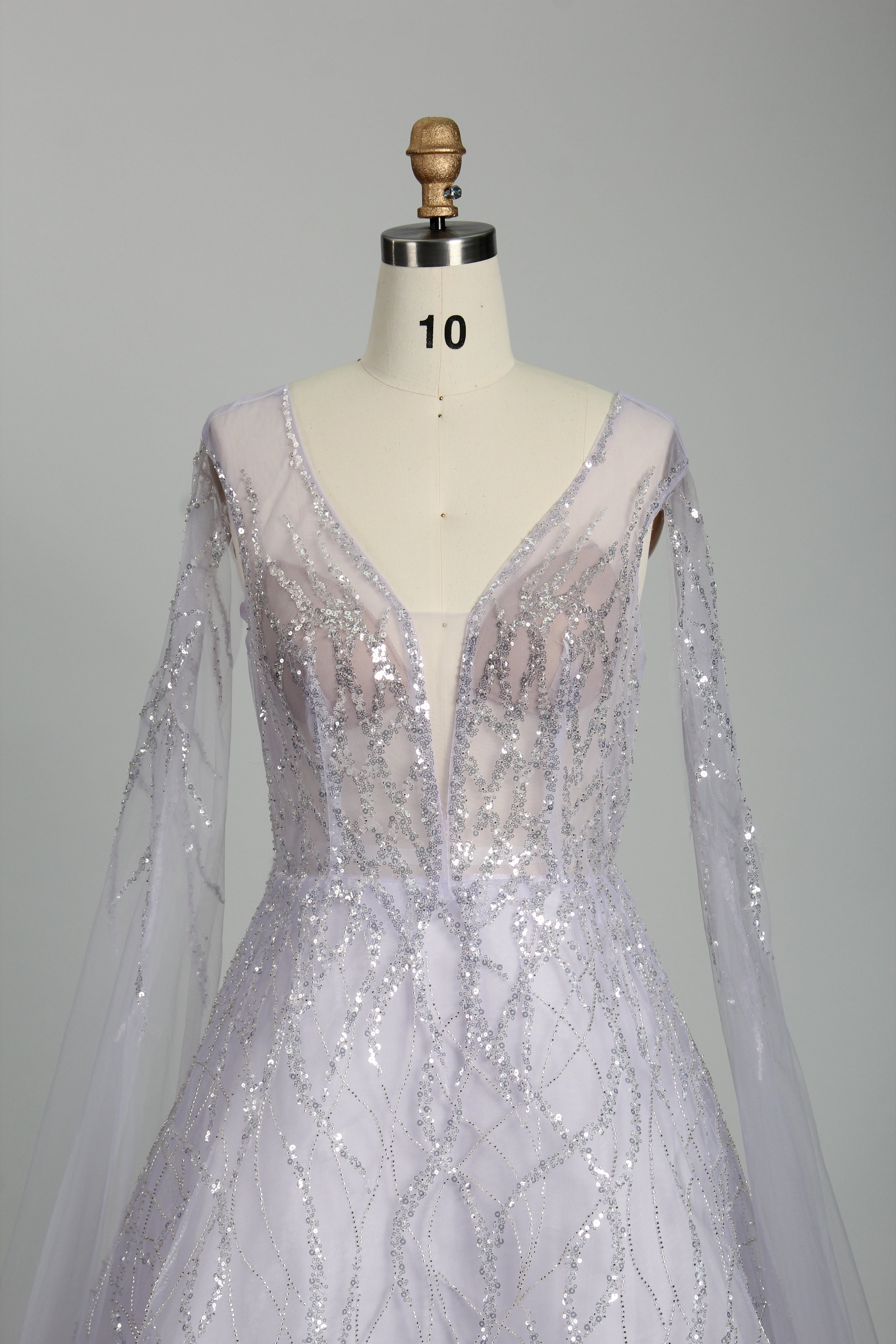 Wholesale Lilac Sequin Cape - Sleeve Ball Gown KS016