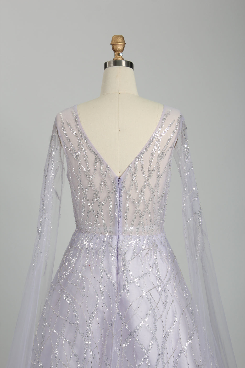 Wholesale Lilac Sequin Cape - Sleeve Ball Gown KS016