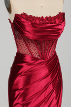 Wholesale Red Crystal - Embellished Strapless Evening Gown 33118
