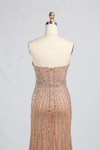 Strapless Beaded Evening Dress with Floral Tulle Sleeves KY063