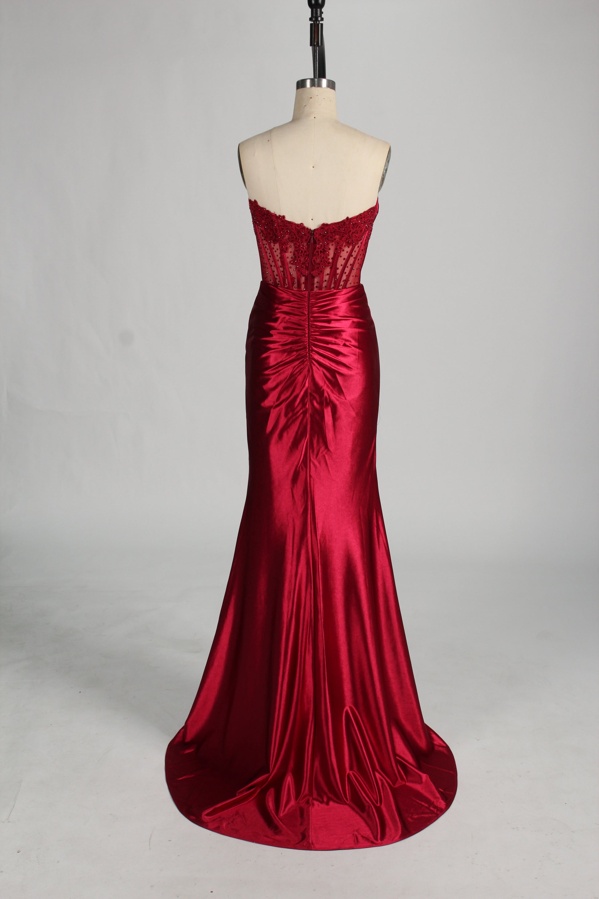 Wholesale Red Crystal - Embellished Strapless Evening Gown 33118