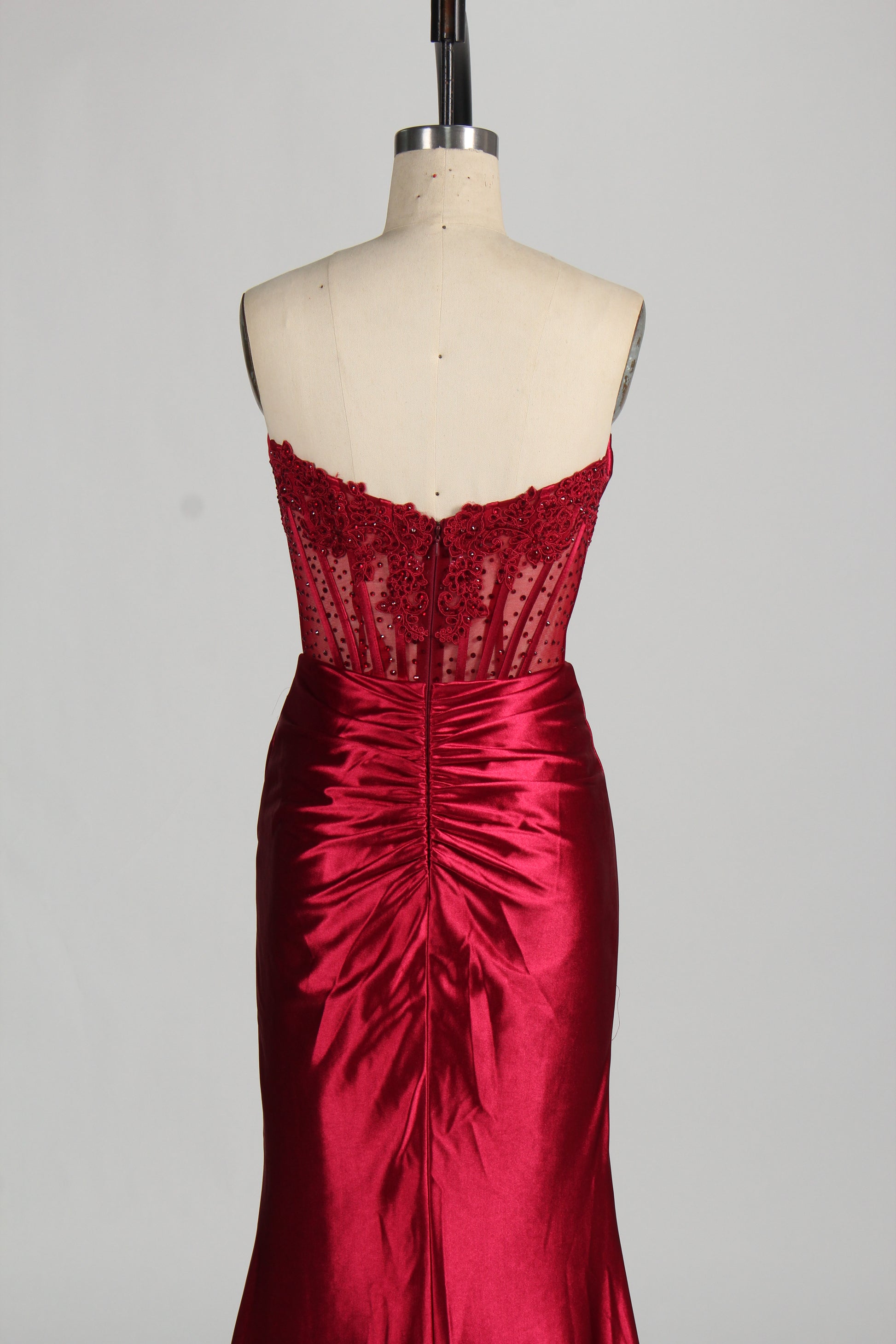 Wholesale Red Crystal - Embellished Strapless Evening Gown 33118