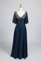 Wholesale Olive Green Lace - Embellished Flutter - Sleeve Prom Dress 32778