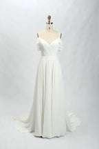Supplier Spaghetti Strap Ruffle - Sleeve Chiffon Wedding Dress 32766