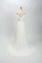 Supplier Spaghetti Strap Ruffle - Sleeve Chiffon Wedding Dress 32766