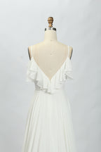 Supplier Spaghetti Strap Ruffle - Sleeve Chiffon Wedding Dress 32766