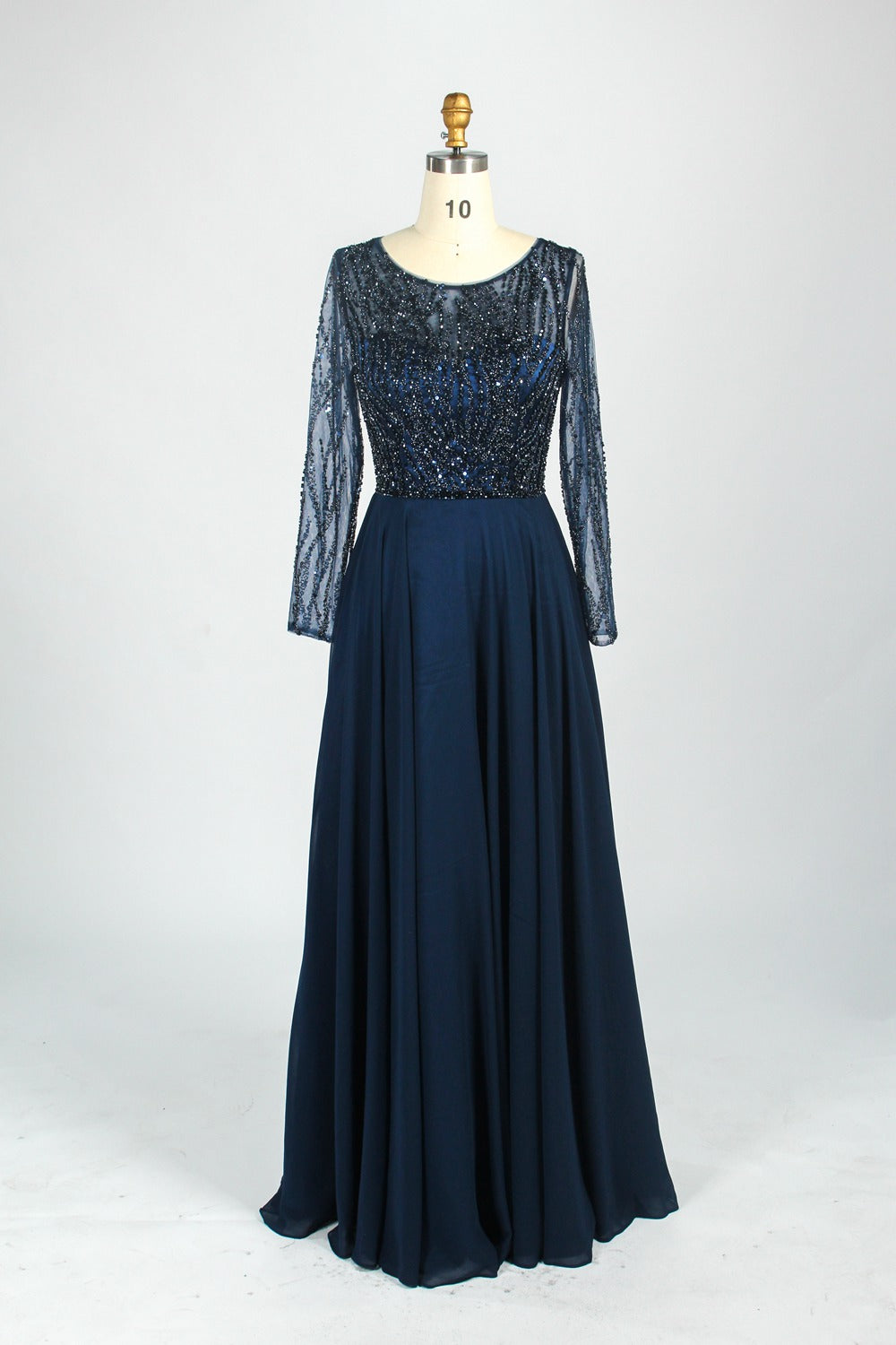Wholesale Dusty Blue Beaded Mother - of - the - Bride Gown 32923B