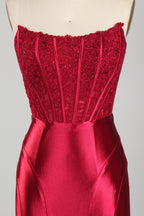 Wholesale Red Lace Satin Prom Dress 33217