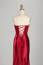 Wholesale Red Lace Satin Prom Dress 33217