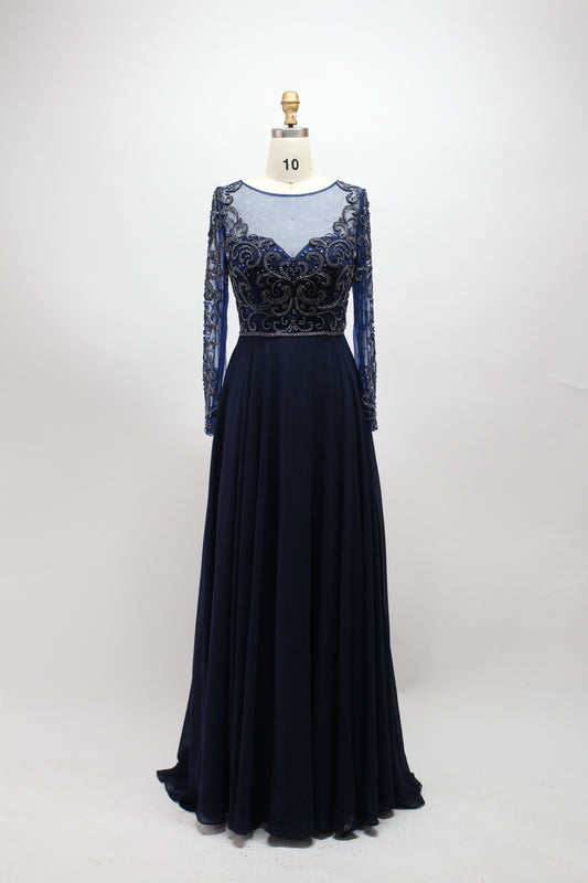 Elegant Plus-Size Lace Mother of the Bride Gown with Long Sleeves 32540B