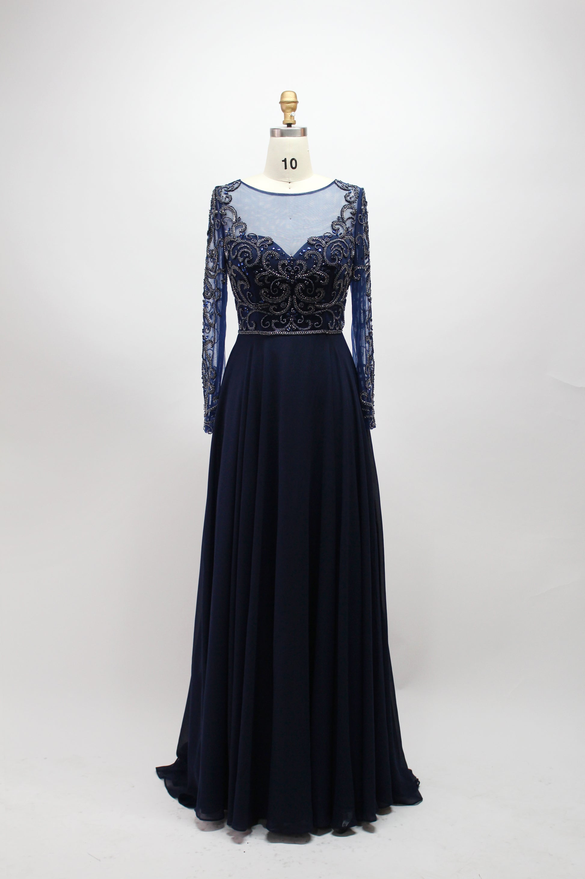Wholesale Beaded Mother of Bride Dress with Long Sleeves 32540B