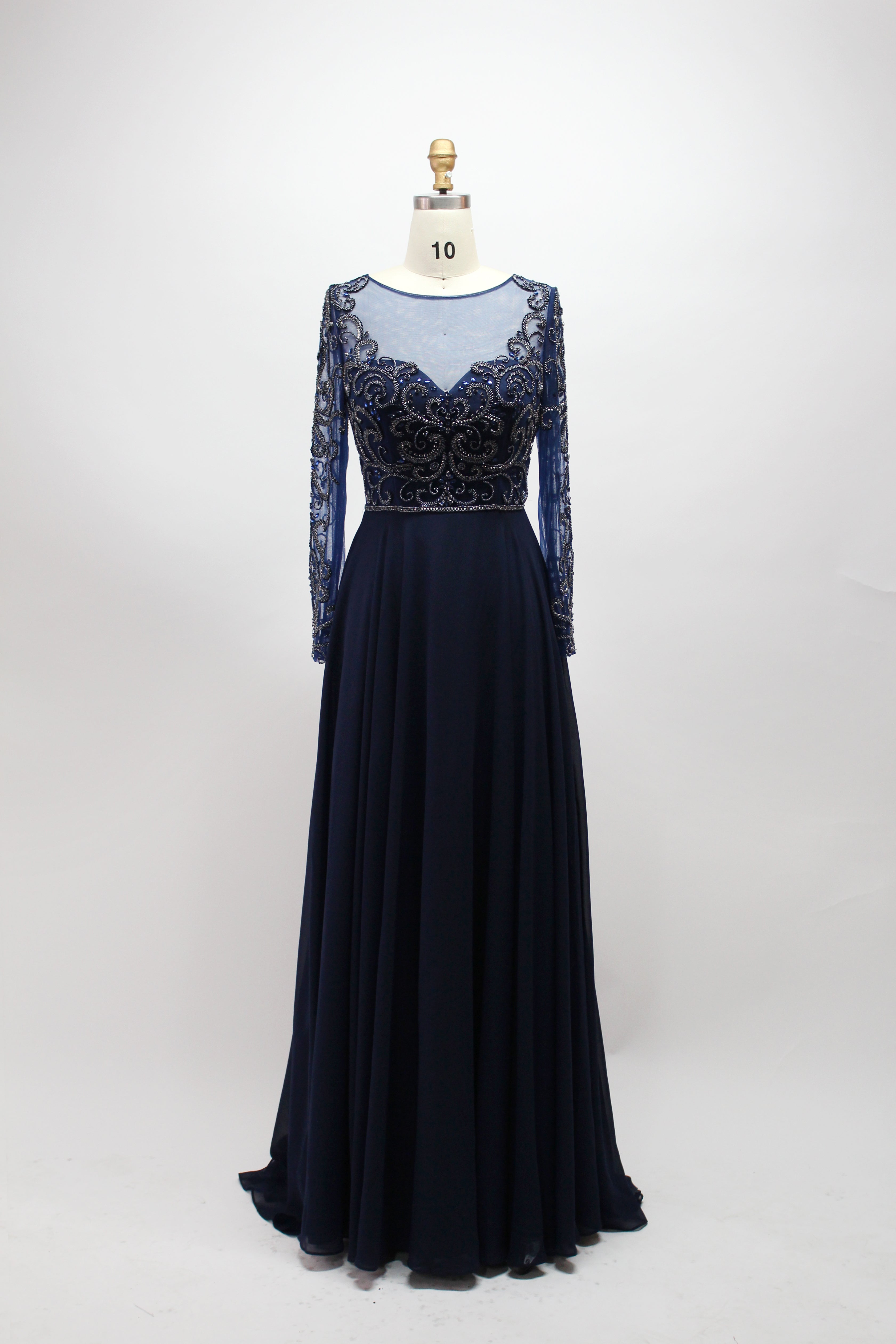 Wholesale Beaded Mother of Bride Dress with Long Sleeves 32540B