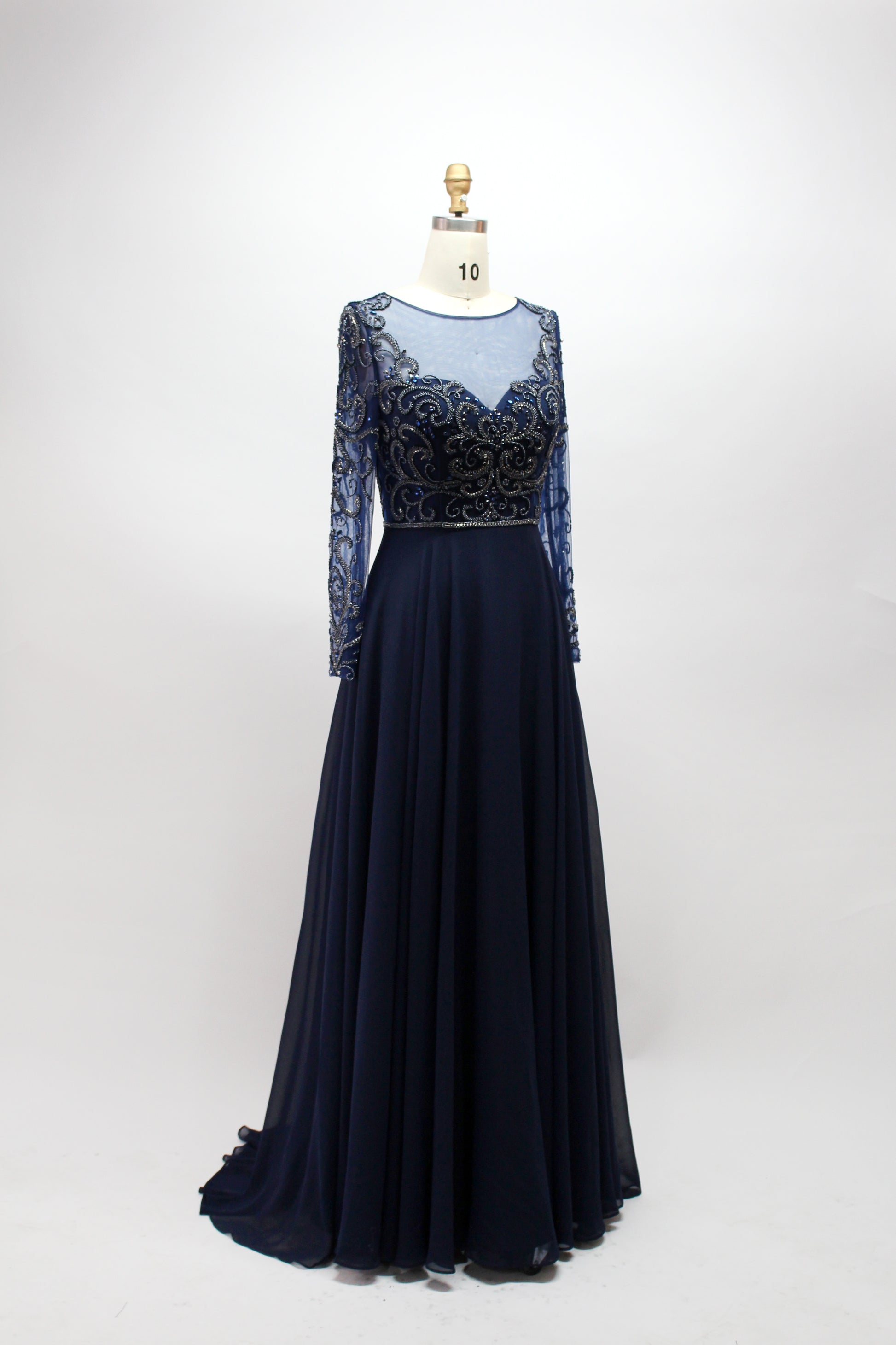 Wholesale Beaded Mother of Bride Dress with Long Sleeves 32540B